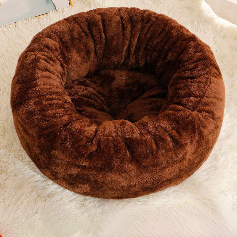 Fluffy Donut Style Pet Bed Cushion For Warm And Comfortable Rest