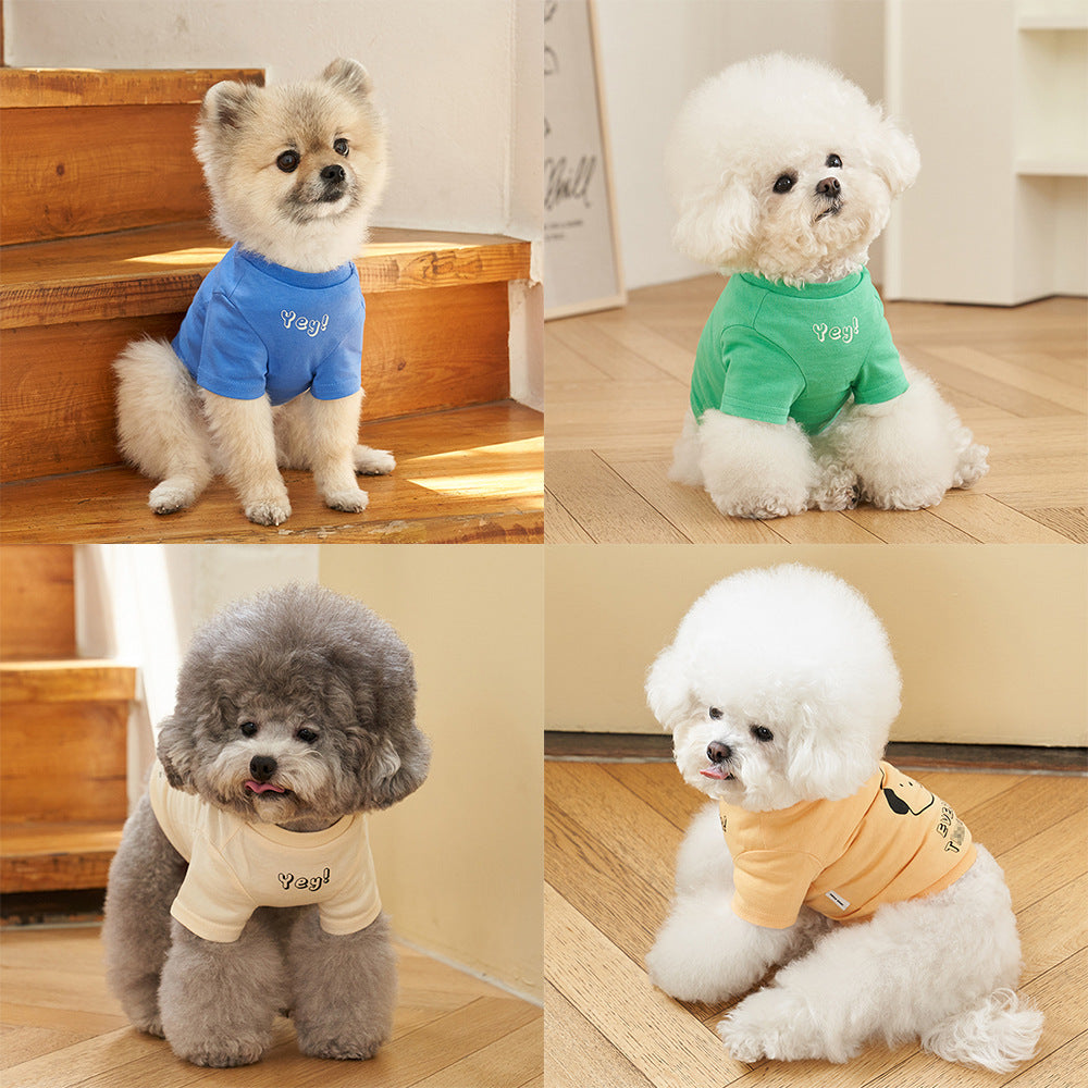 Korean Style Cotton Printed Pet T Shirt Short Sleeve