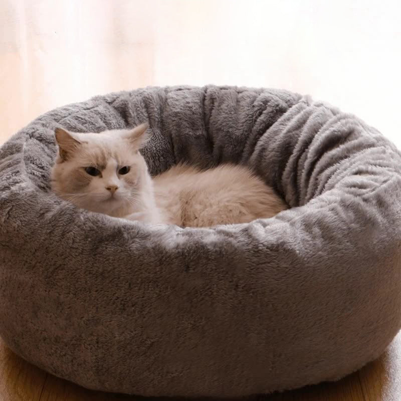 Fluffy Donut Style Pet Bed Cushion For Warm And Comfortable Rest