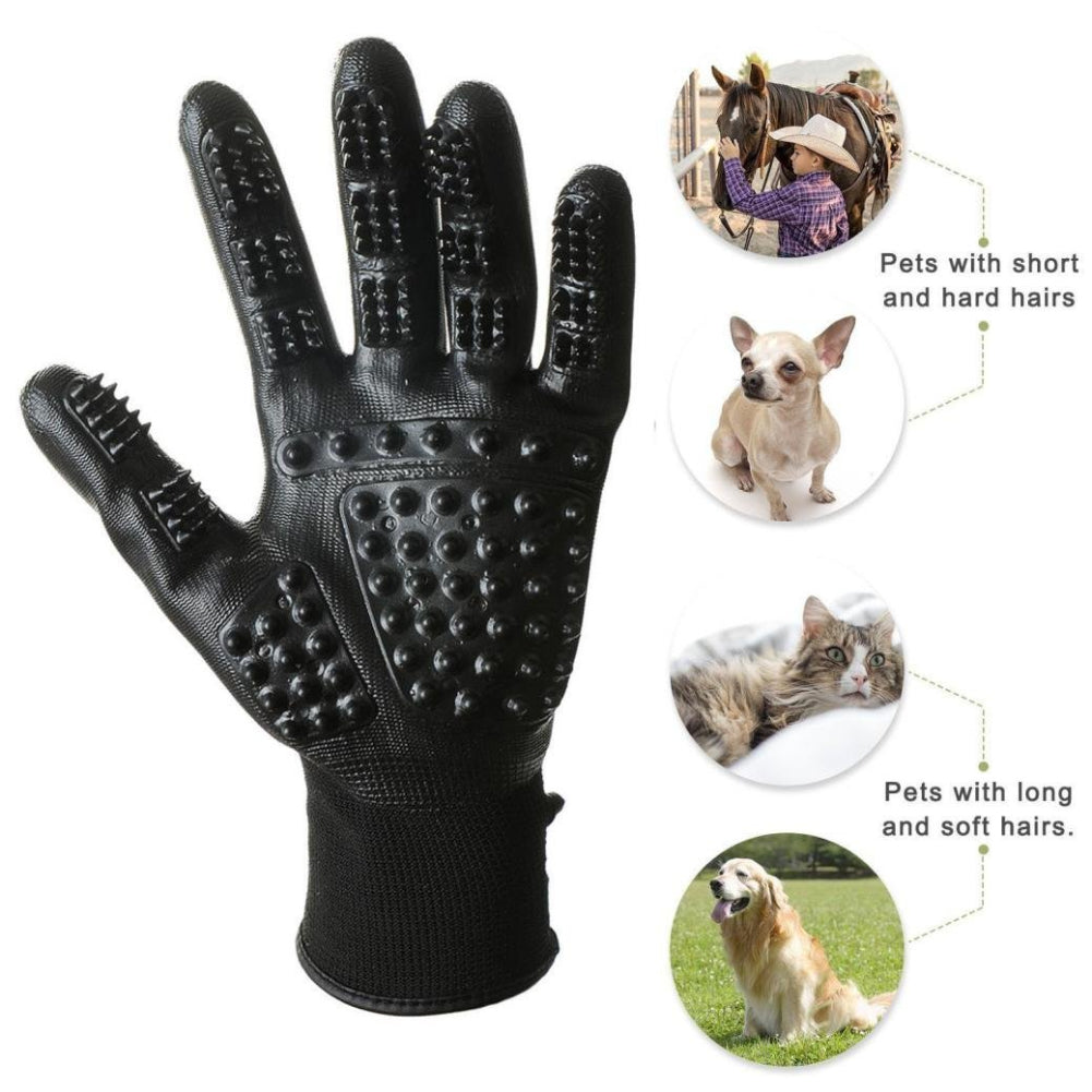 Soft Rubber Pet Grooming Glove For Shedding And Bathing Use