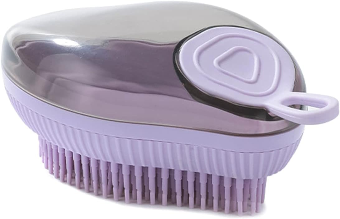 Silicone Pet Bath Brush With Soap Dispenser Grooming Brush