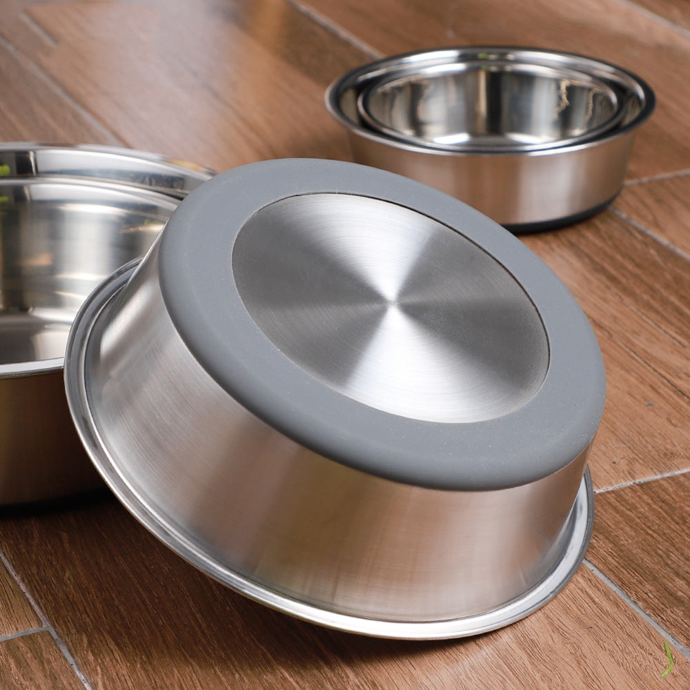 Silicone And Stainless Steel Pet Feeding Bowl For Food And Water