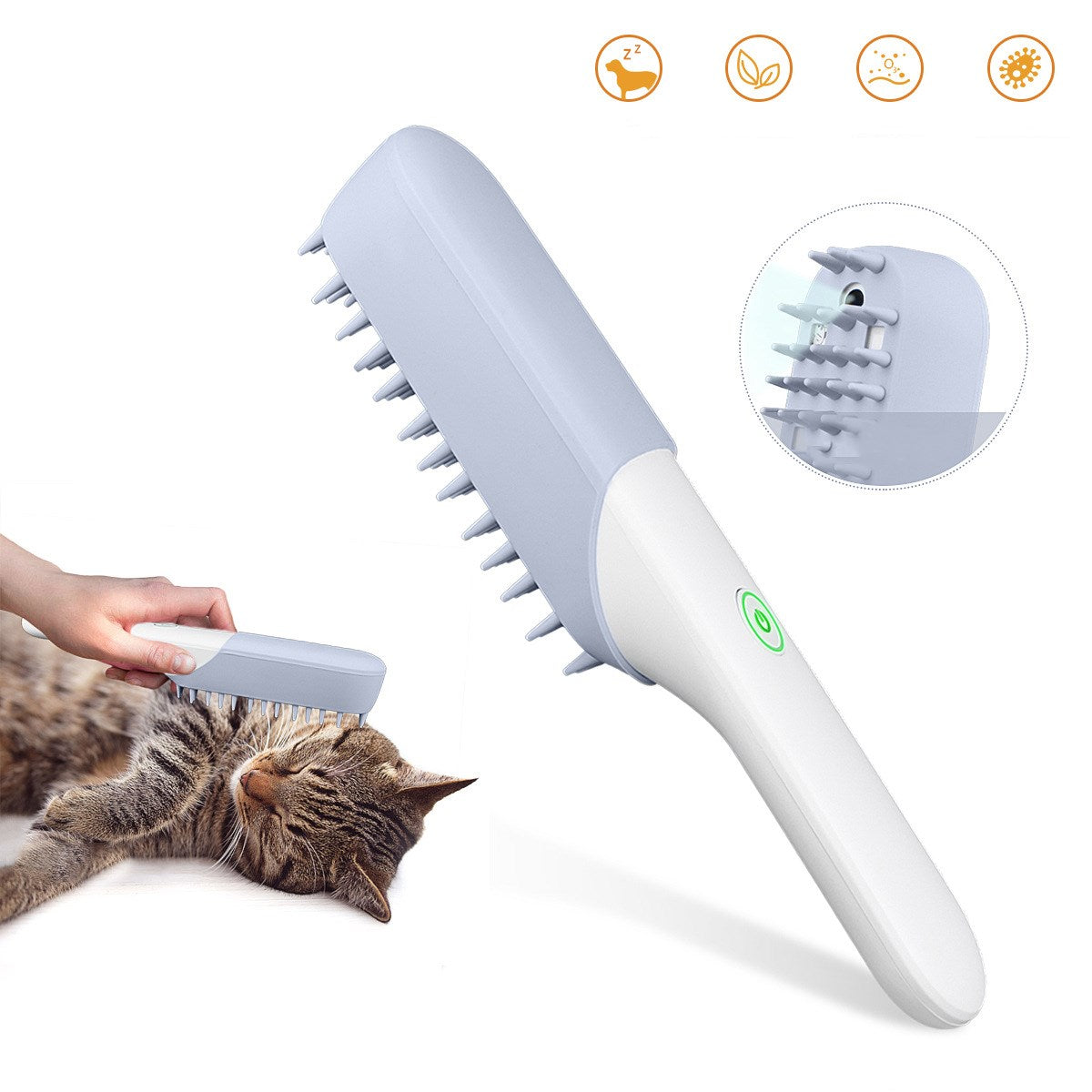 Silicone Pet Massage Grooming Brush With Deodorizing Cleaning Comb