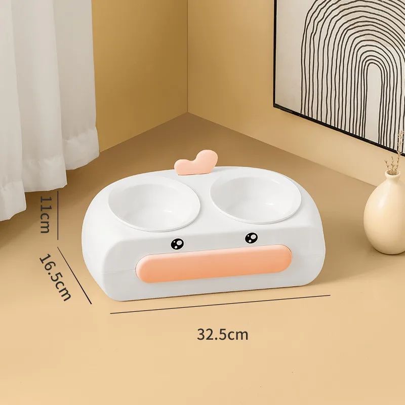 Duck Design Double Bowl Pet Feeding Tray For Food And Water