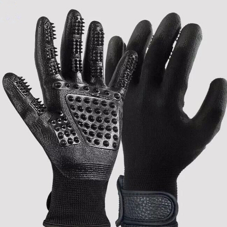 Soft Rubber Pet Grooming Glove For Shedding And Bathing Use