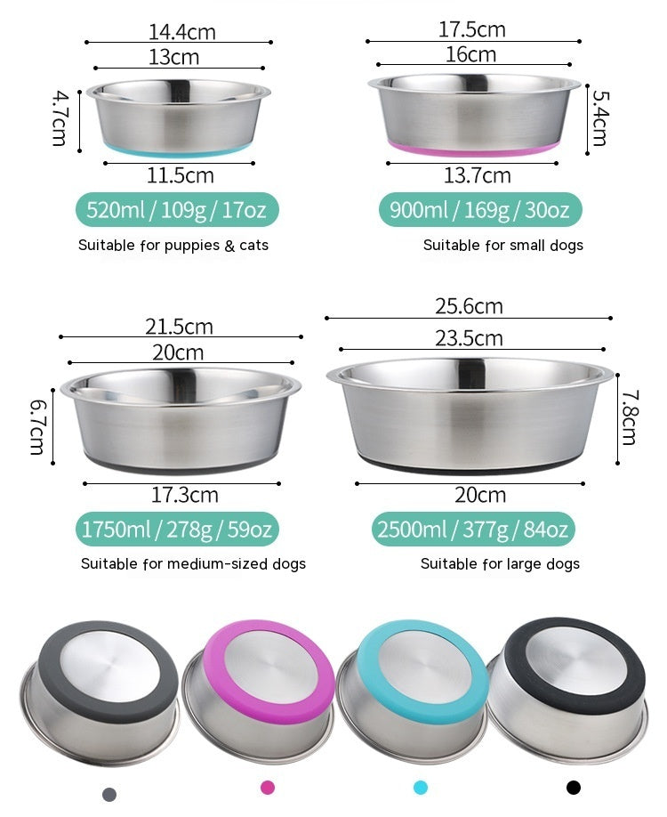 Silicone And Stainless Steel Pet Feeding Bowl For Food And Water