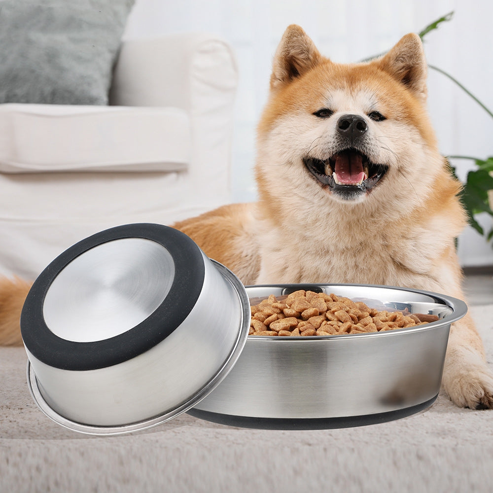 Silicone And Stainless Steel Pet Feeding Bowl For Food And Water