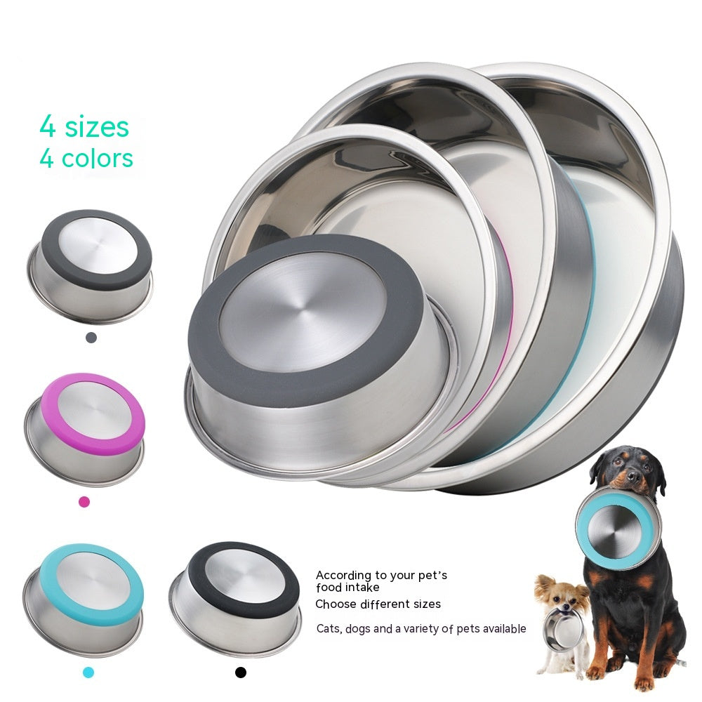 Silicone And Stainless Steel Pet Feeding Bowl For Food And Water