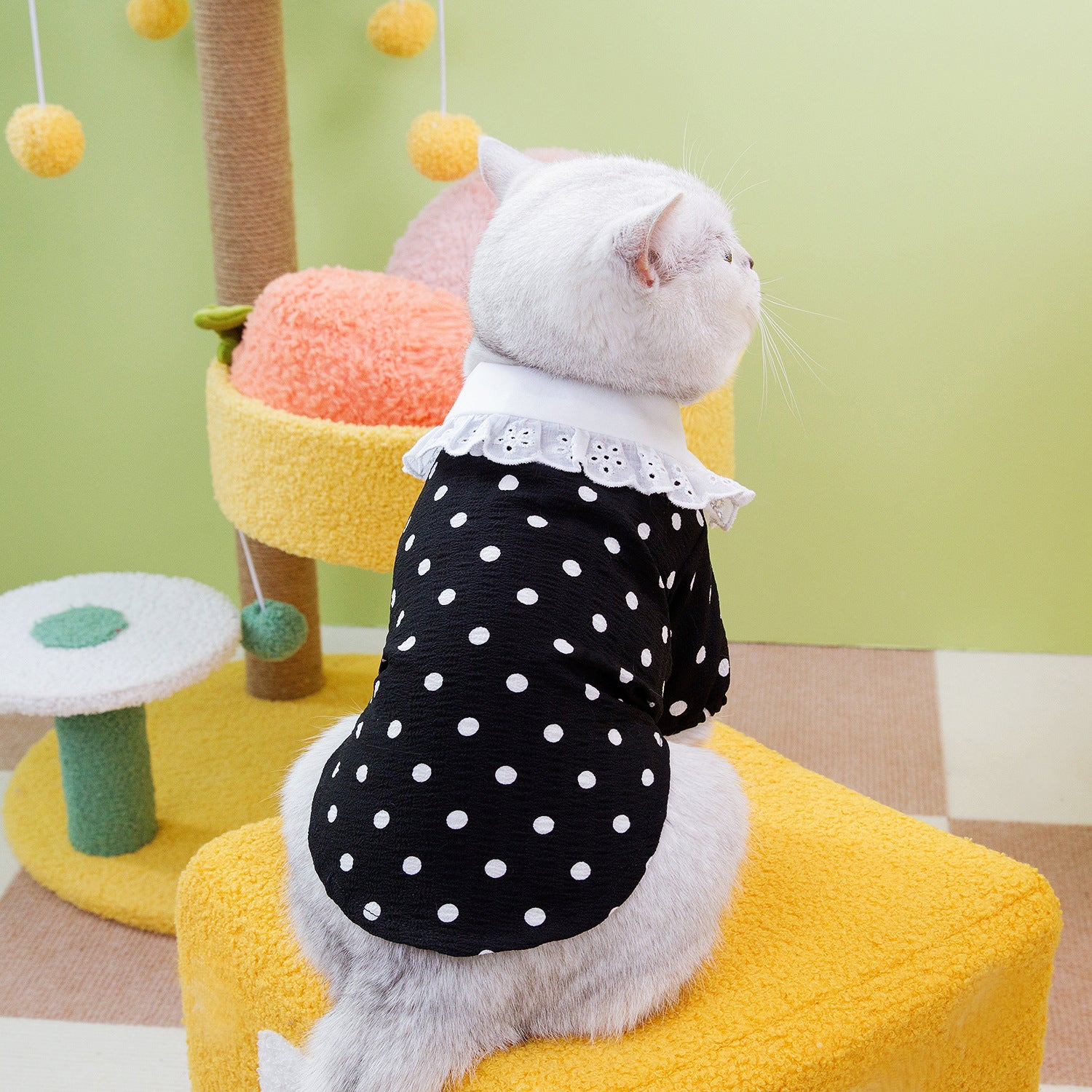 Blue Printed Cotton Pet T Shirt Lightweight Apparel