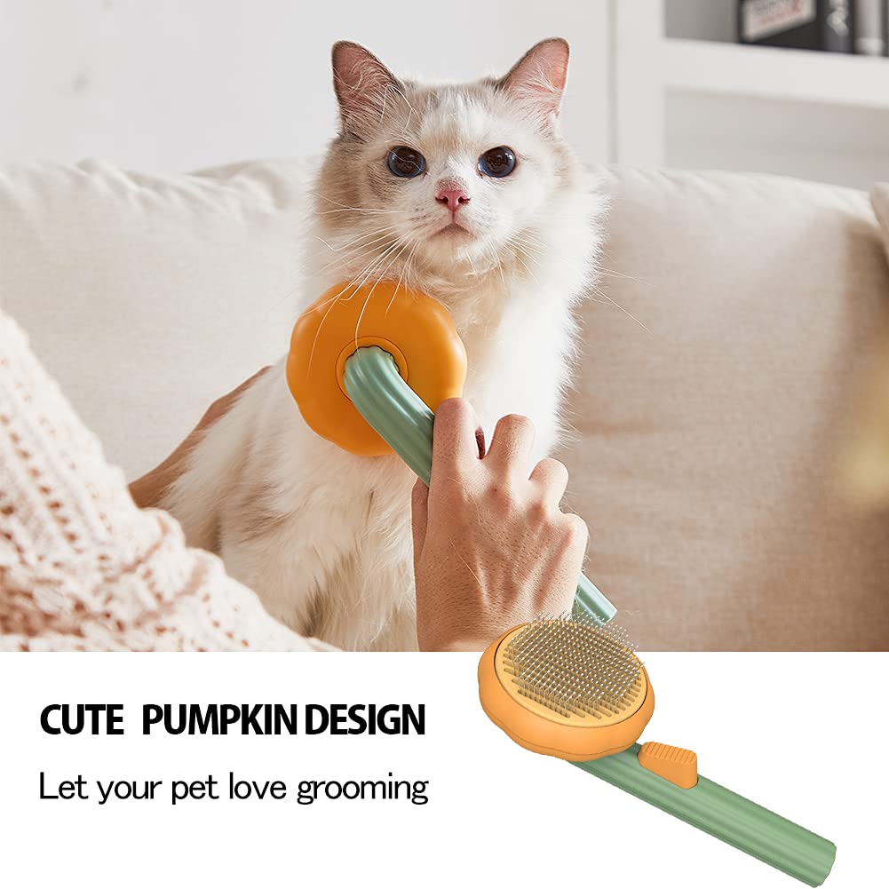 Pet Pumpkin Self Cleaning Slicker Grooming Brush For Pets