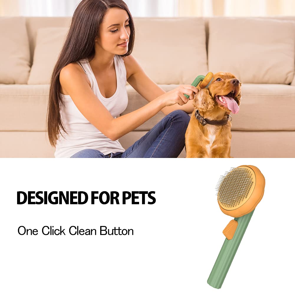 Pet Pumpkin Self Cleaning Slicker Grooming Brush For Pets