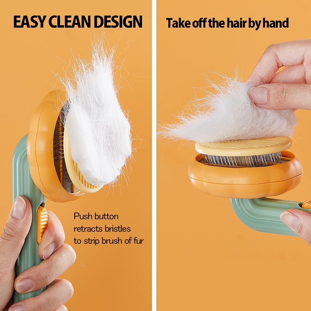 Pet Pumpkin Self Cleaning Slicker Grooming Brush For Pets