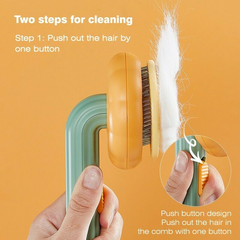 Pet Pumpkin Self Cleaning Slicker Grooming Brush For Pets
