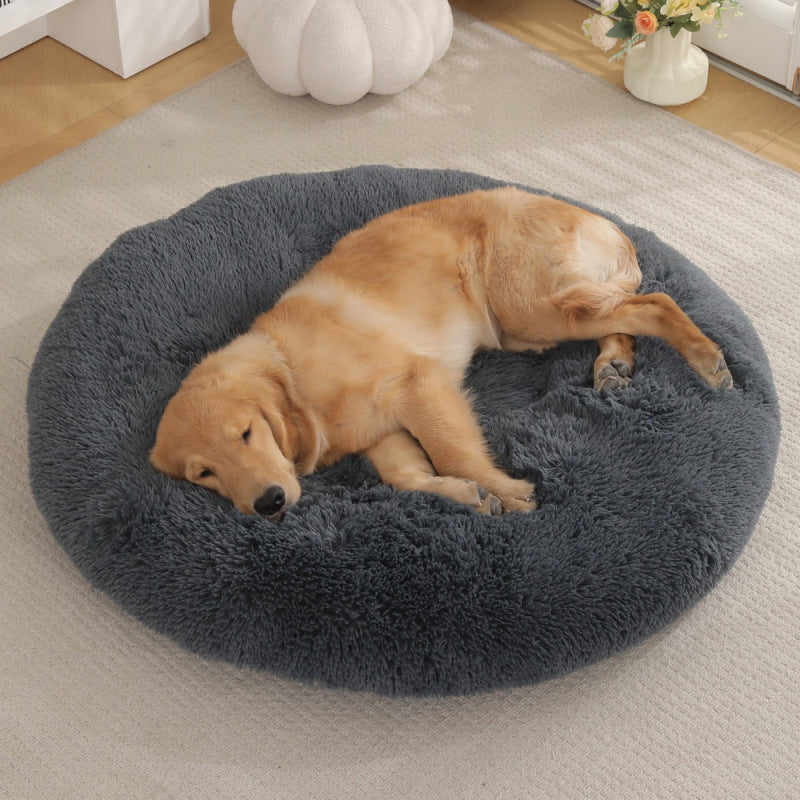 Round Pet Mat Bed Plush Warm Sleep