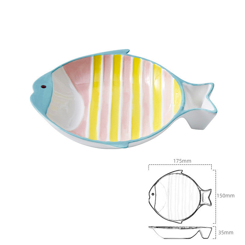 Fish Shaped Ceramic Pet Feeding Bowl For Food Serving Use