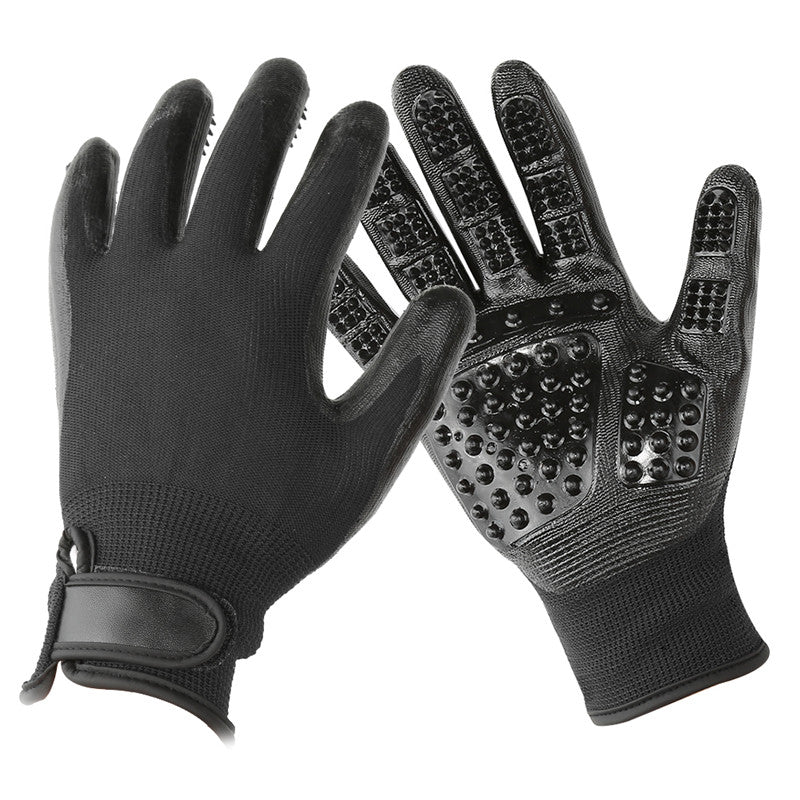 Soft Rubber Pet Grooming Glove For Shedding And Bathing Use