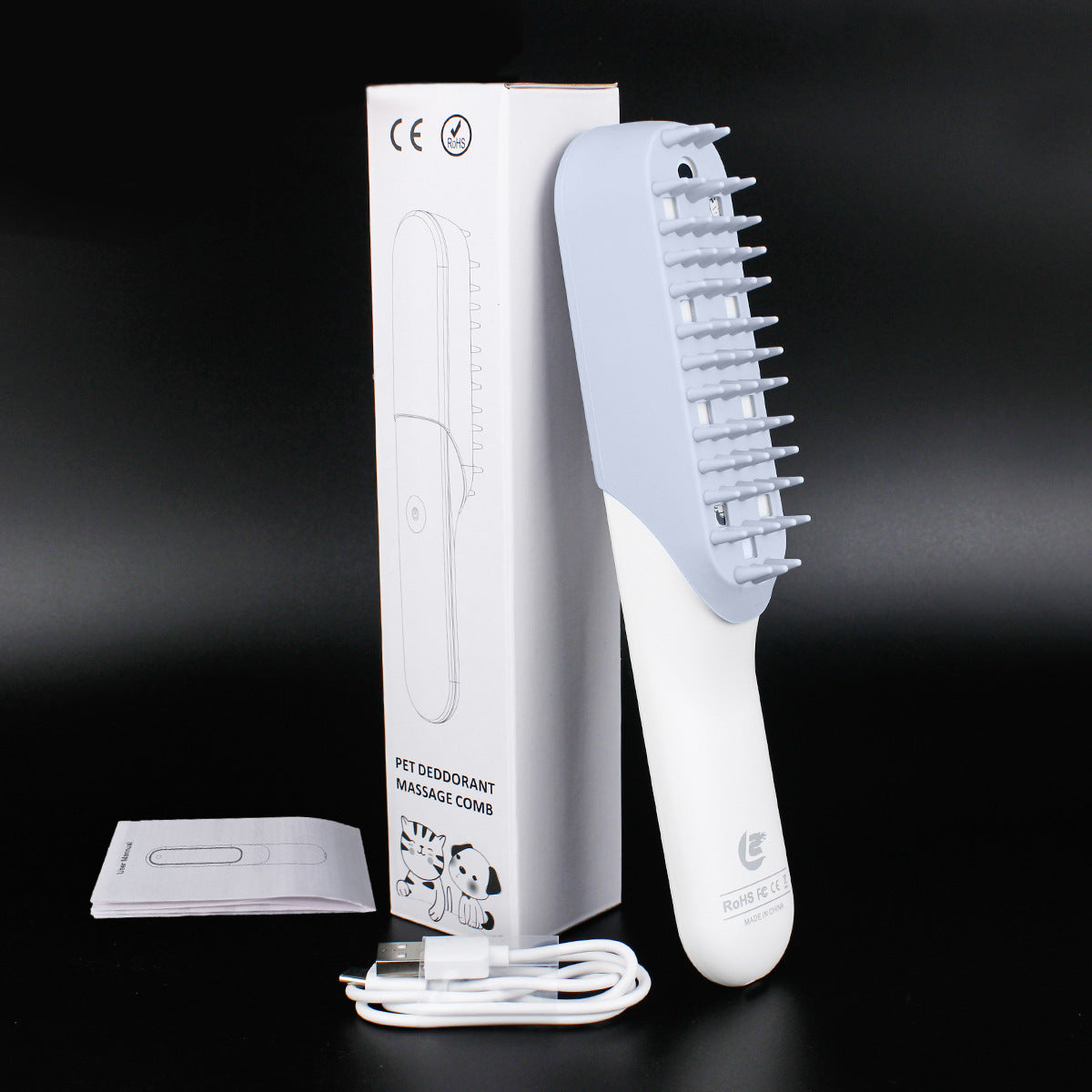 Silicone Pet Massage Grooming Brush With Deodorizing Cleaning Comb
