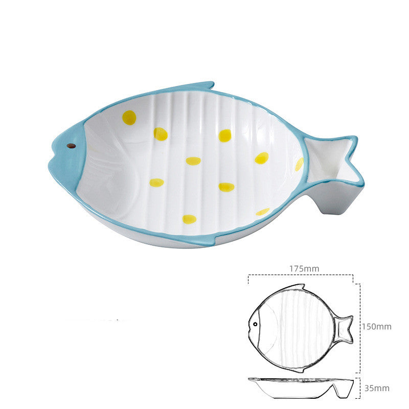 Fish Shaped Ceramic Pet Feeding Bowl For Food Serving Use