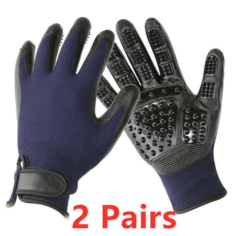 Soft Rubber Pet Grooming Glove For Shedding And Bathing Use