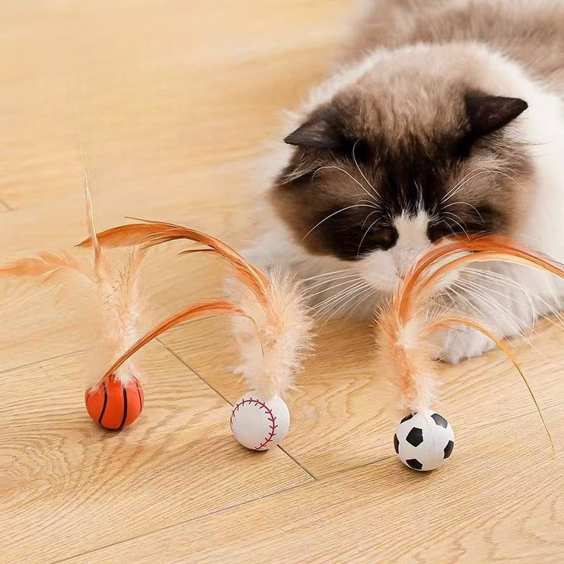 Self Entertainment Feather Bouncy Interactive Pet Ball Toy