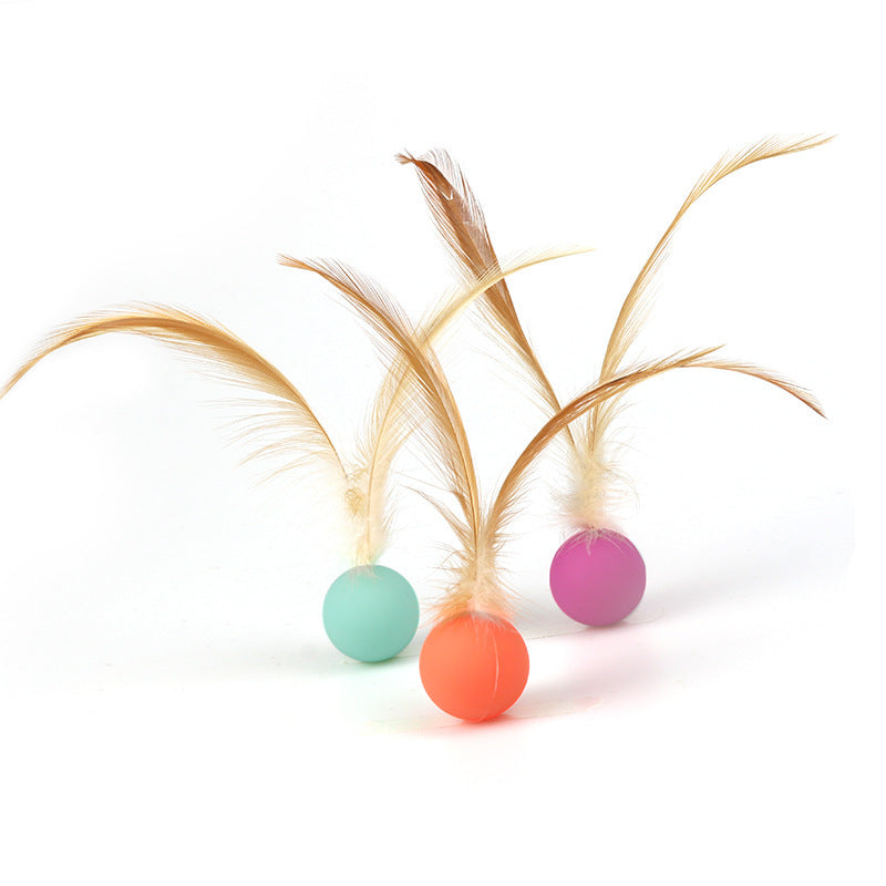 Self Entertainment Feather Bouncy Interactive Pet Ball Toy