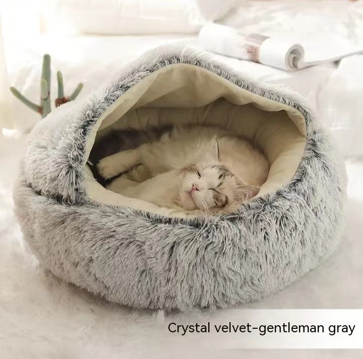 2 In 1 Round Plush Warm Pet Winter Bed