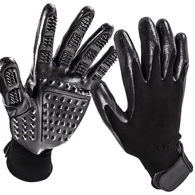 Soft Rubber Pet Grooming Glove For Shedding And Bathing Use