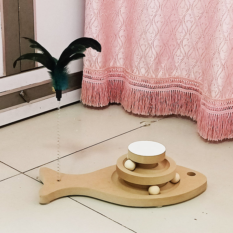 Solid Wood Turntable Bite Resistant Interactive Pet Toy