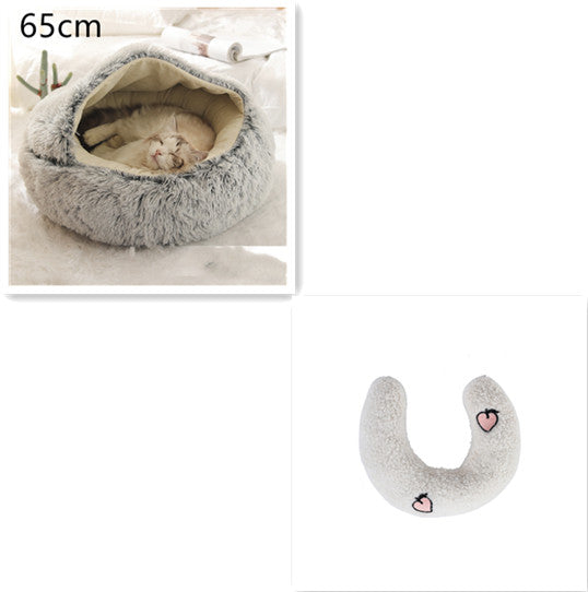 2 In 1 Round Plush Warm Pet Winter Bed