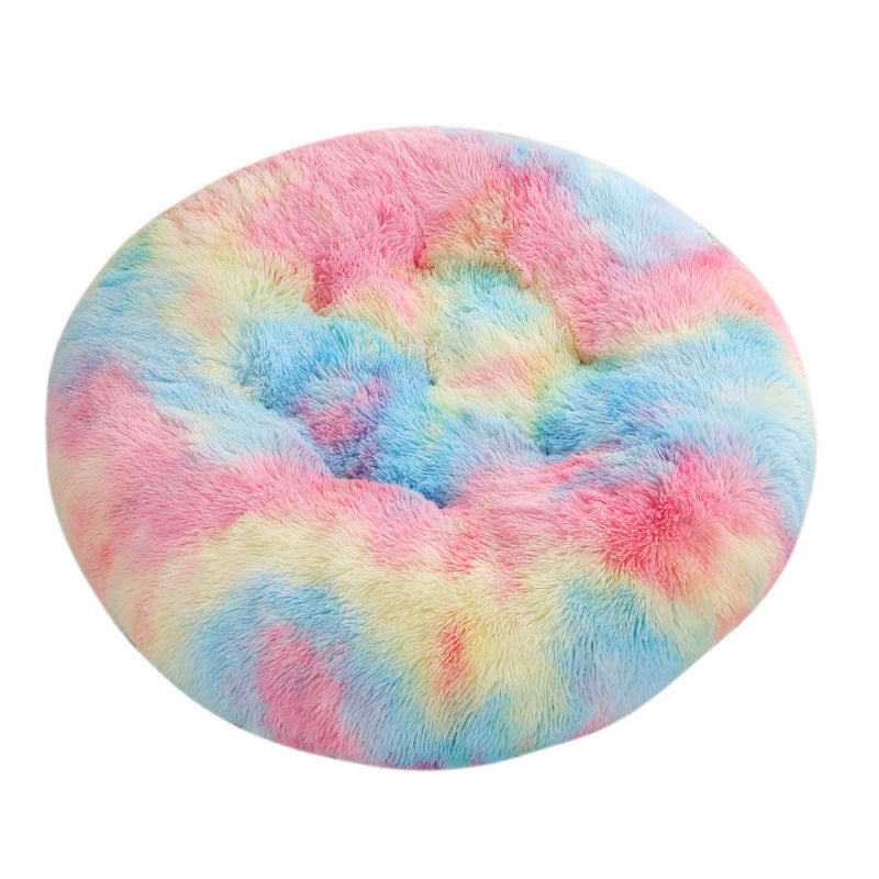 Round Pet Mat Bed Plush Warm Sleep