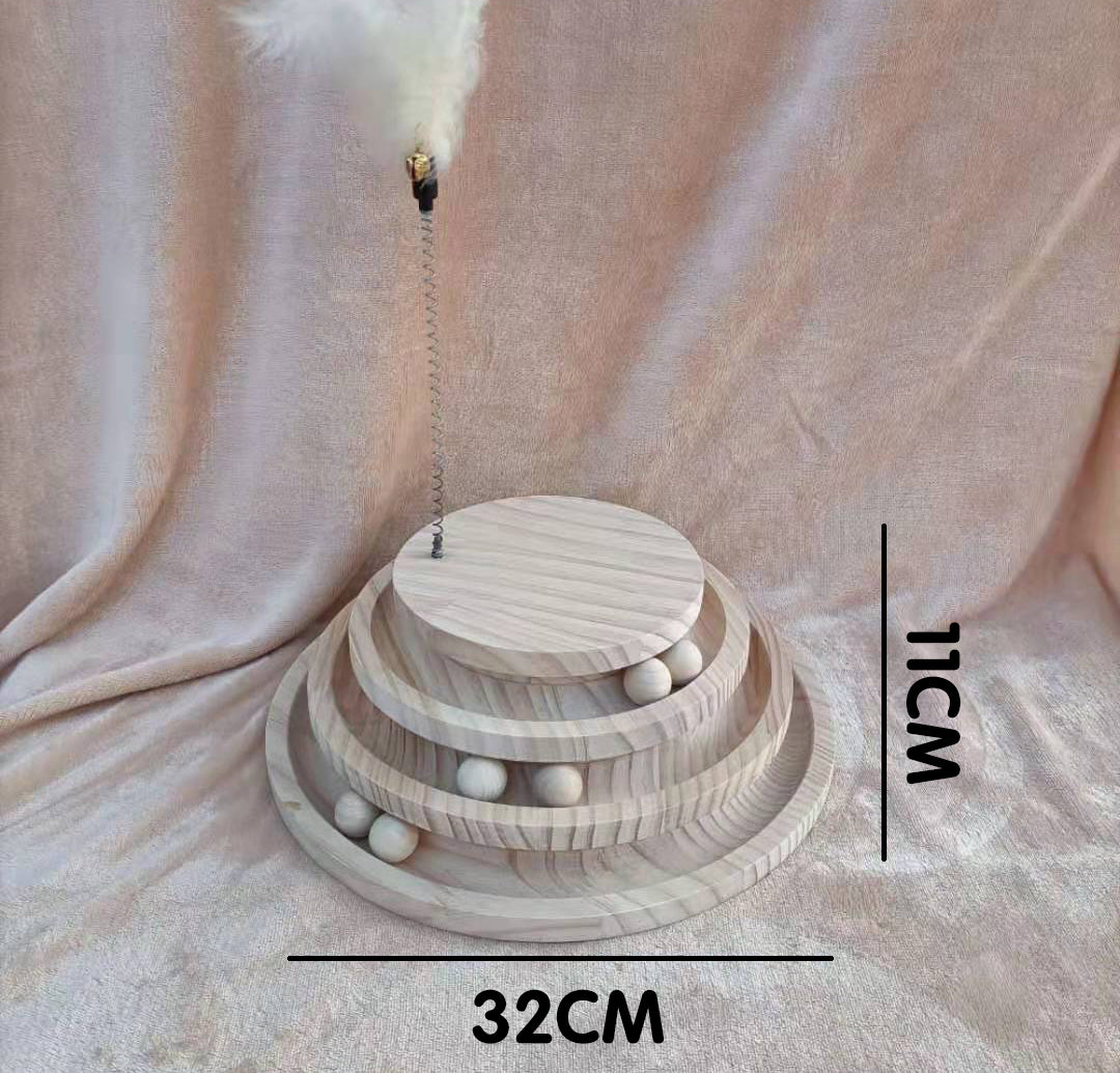 Solid Wood Turntable Bite Resistant Interactive Pet Toy