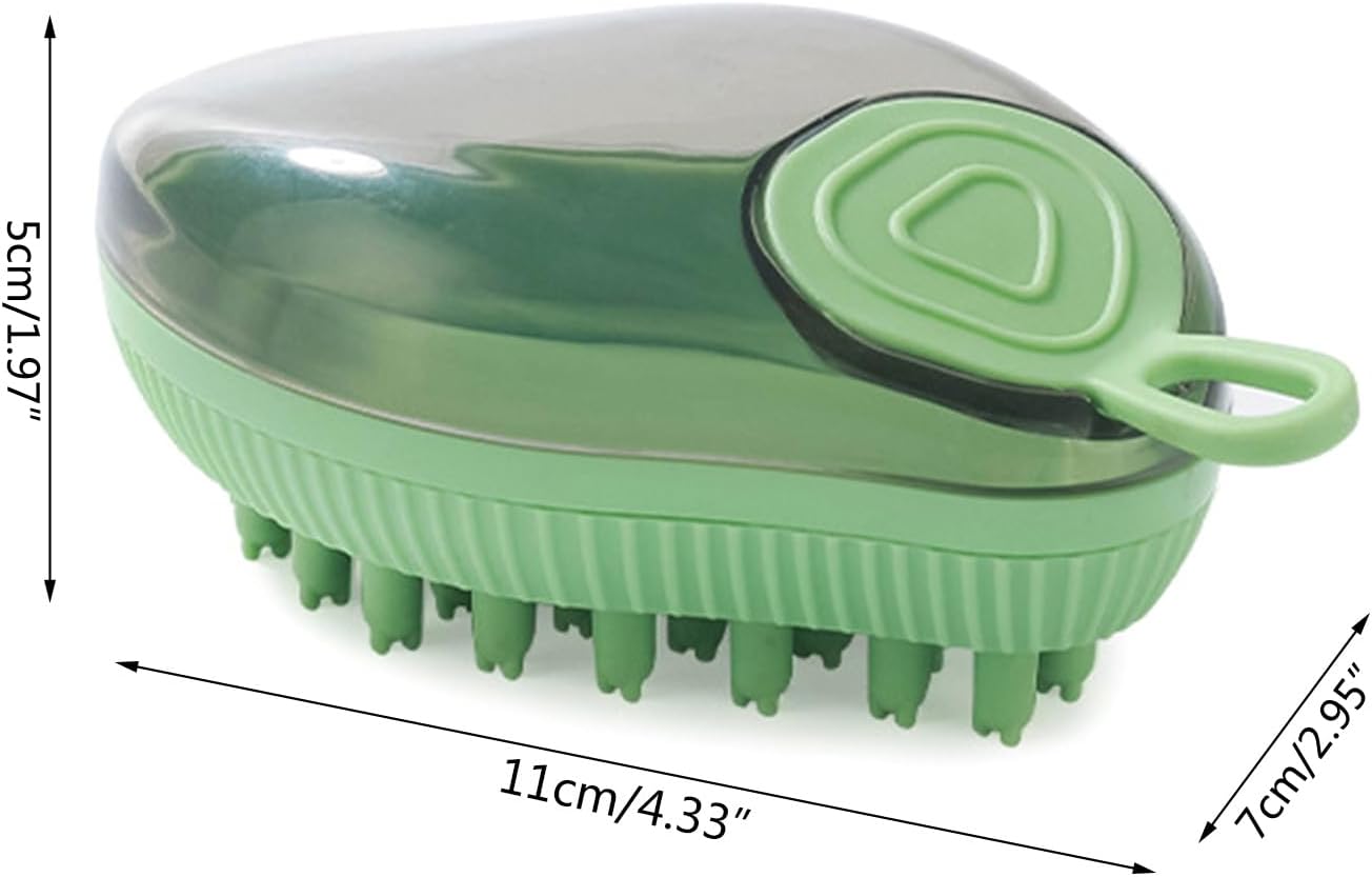 Silicone Pet Bath Brush With Soap Dispenser Grooming Brush