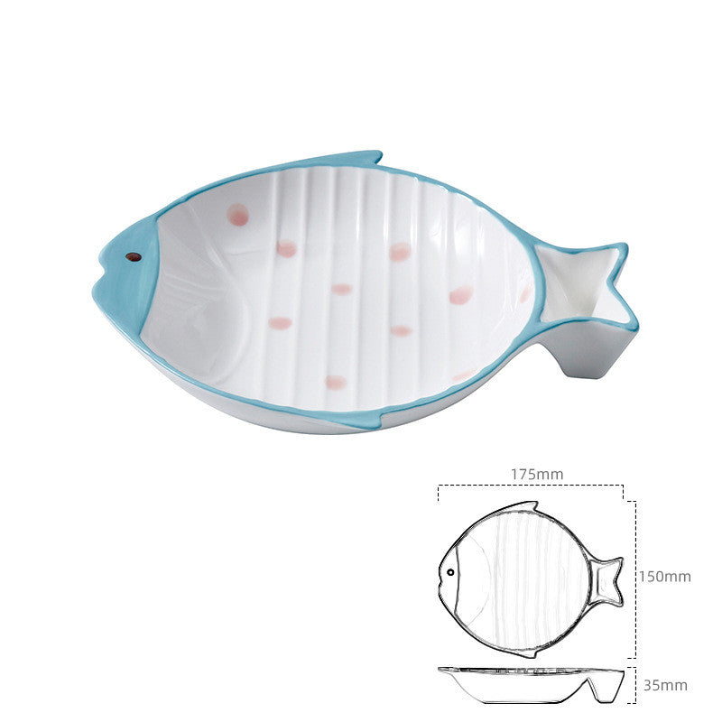 Fish Shaped Ceramic Pet Feeding Bowl For Food Serving Use