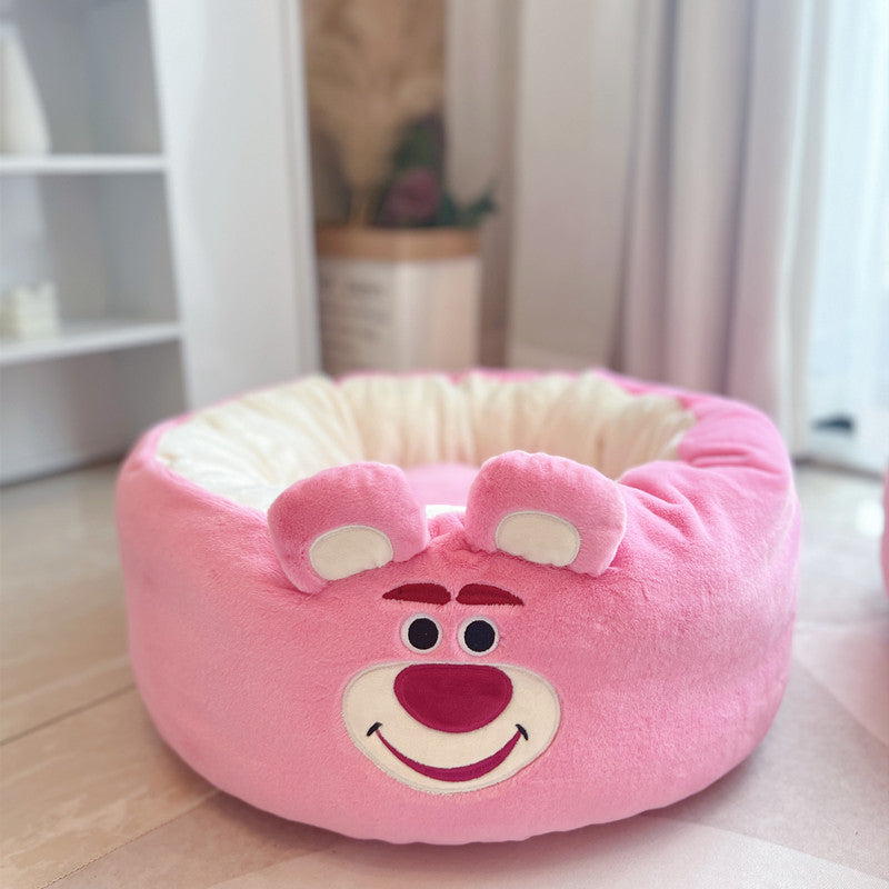 Cartoon Plush Round Four Seasons Universal Pet Nest Bed