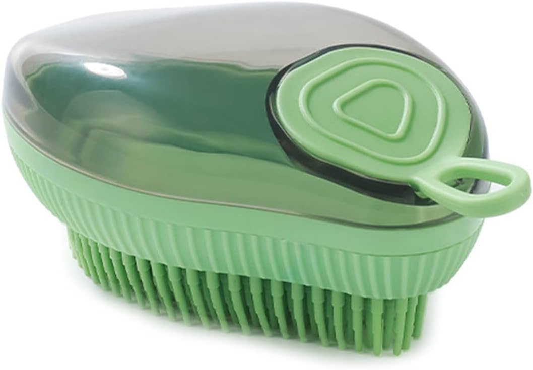 Silicone Pet Bath Brush With Soap Dispenser Grooming Brush