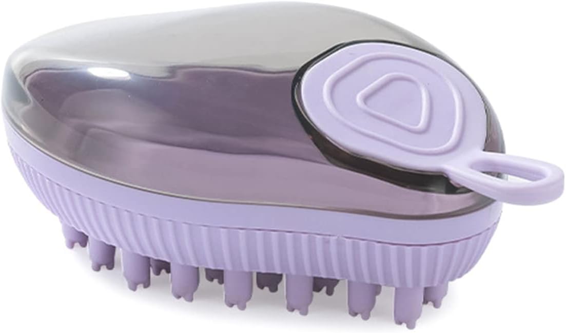 Silicone Pet Bath Brush With Soap Dispenser Grooming Brush