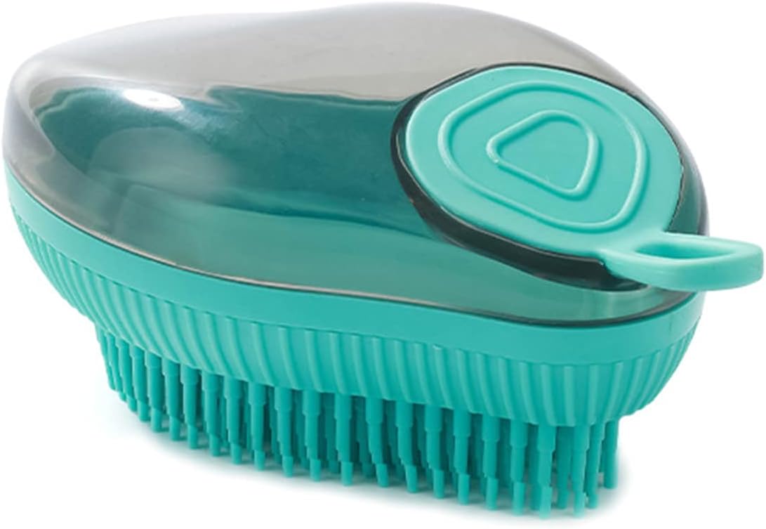 Silicone Pet Bath Brush With Soap Dispenser Grooming Brush