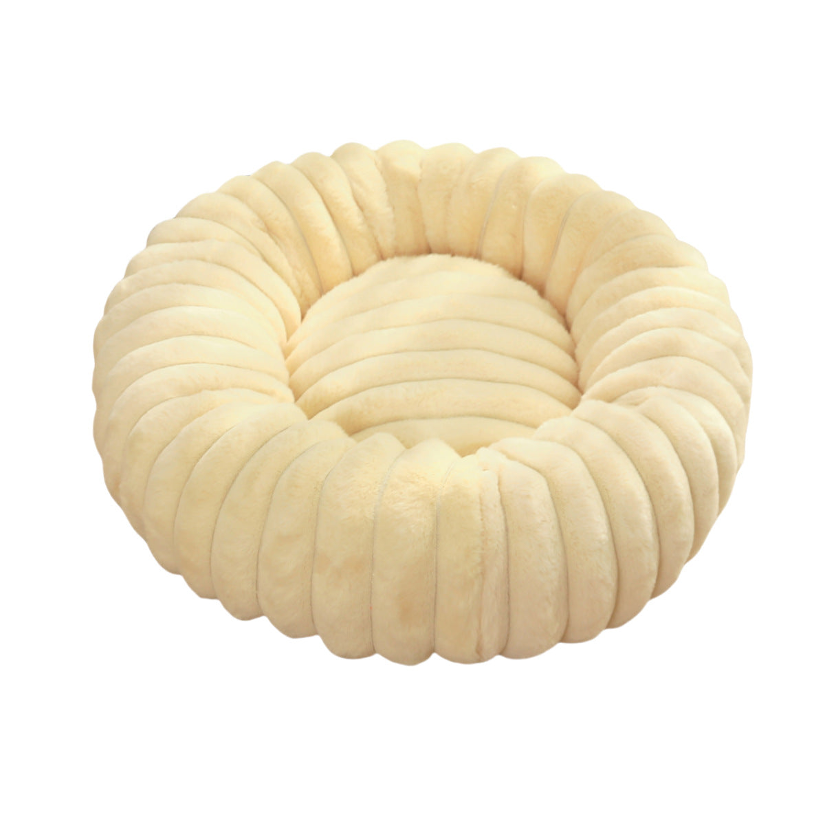 Warm Plush Round Pet Nest Bed With Thick Cushion