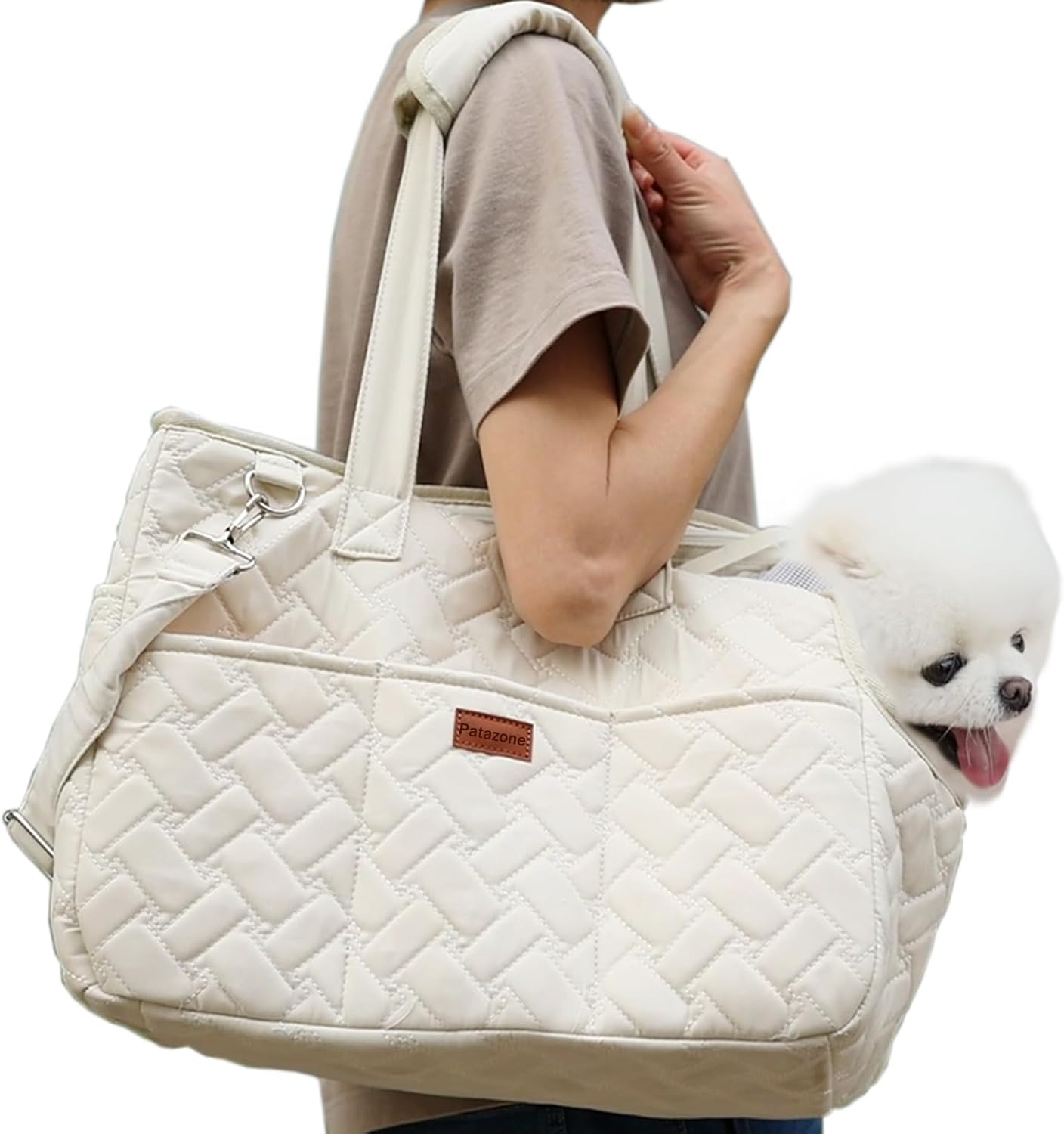 Portable Breathable Pet Carrier Handbag With Cushion And Pockets