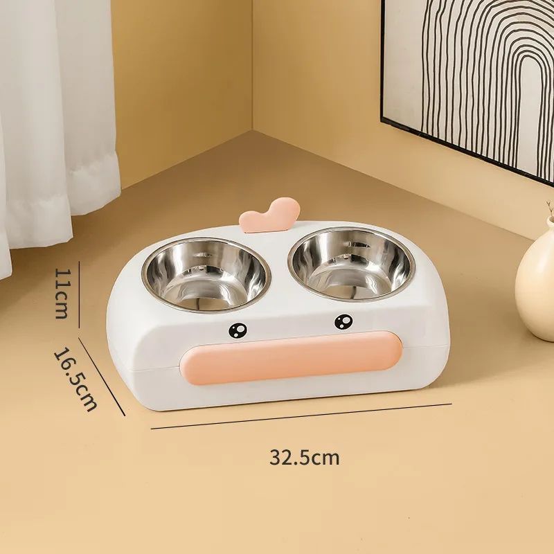 Duck Design Double Bowl Pet Feeding Tray For Food And Water