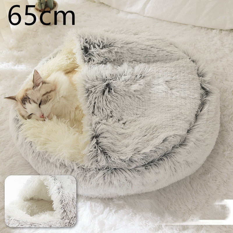 2 In 1 Round Plush Warm Pet Winter Bed