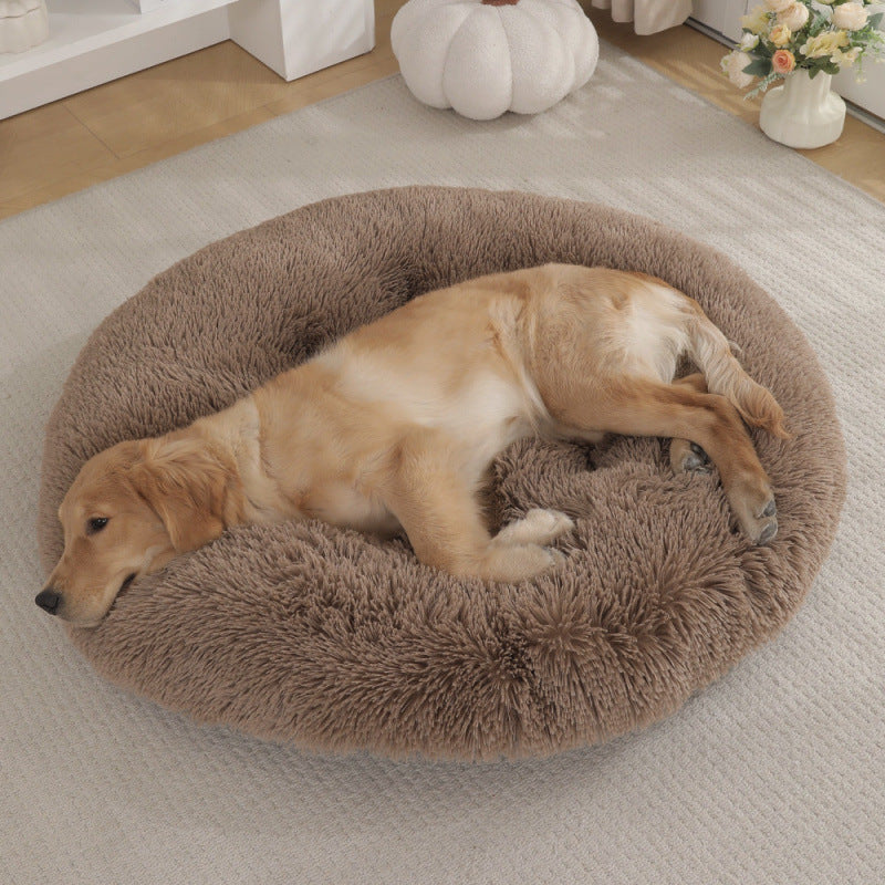 Round Pet Mat Bed Plush Warm Sleep