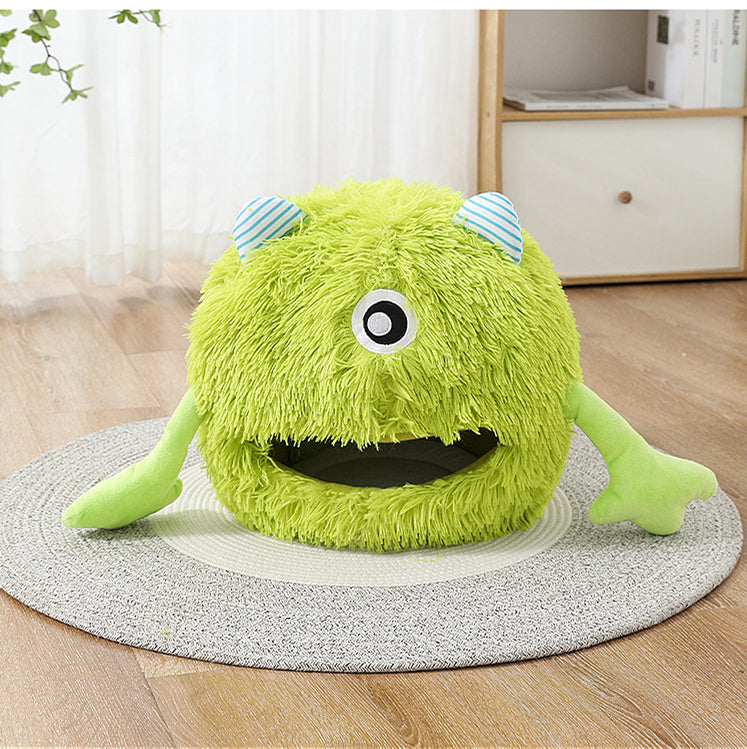Machine Washable Fluffy Round Calming Plush Pet Bed