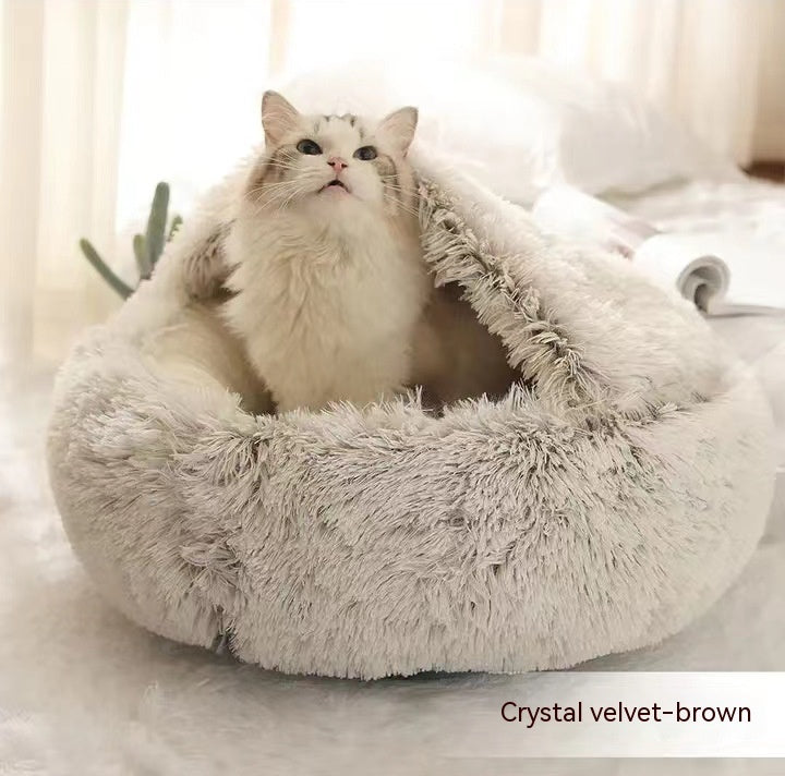 2 In 1 Round Plush Warm Pet Winter Bed