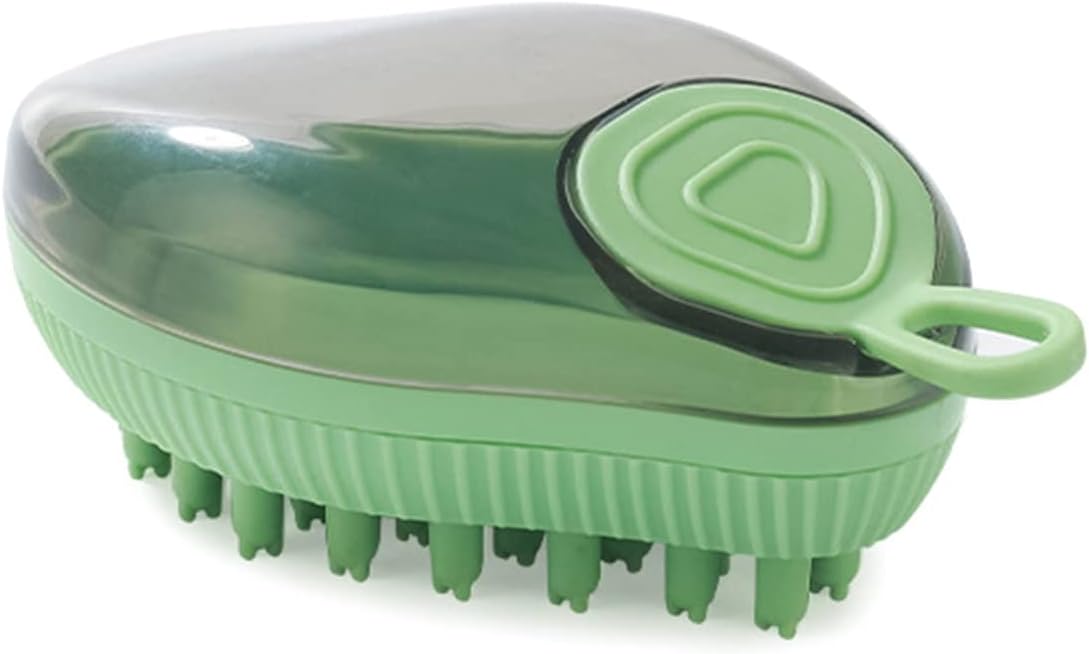 Silicone Pet Bath Brush With Soap Dispenser Grooming Brush