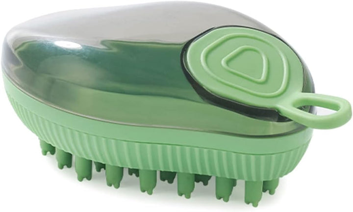 Silicone Pet Bath Brush With Soap Dispenser Grooming Brush