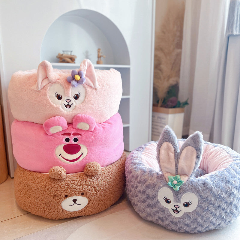 Cartoon Plush Round Four Seasons Universal Pet Nest Bed