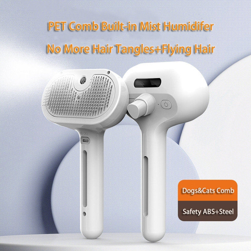 Self Cleaning Pet Grooming Comb With Mist Humidifier Tool
