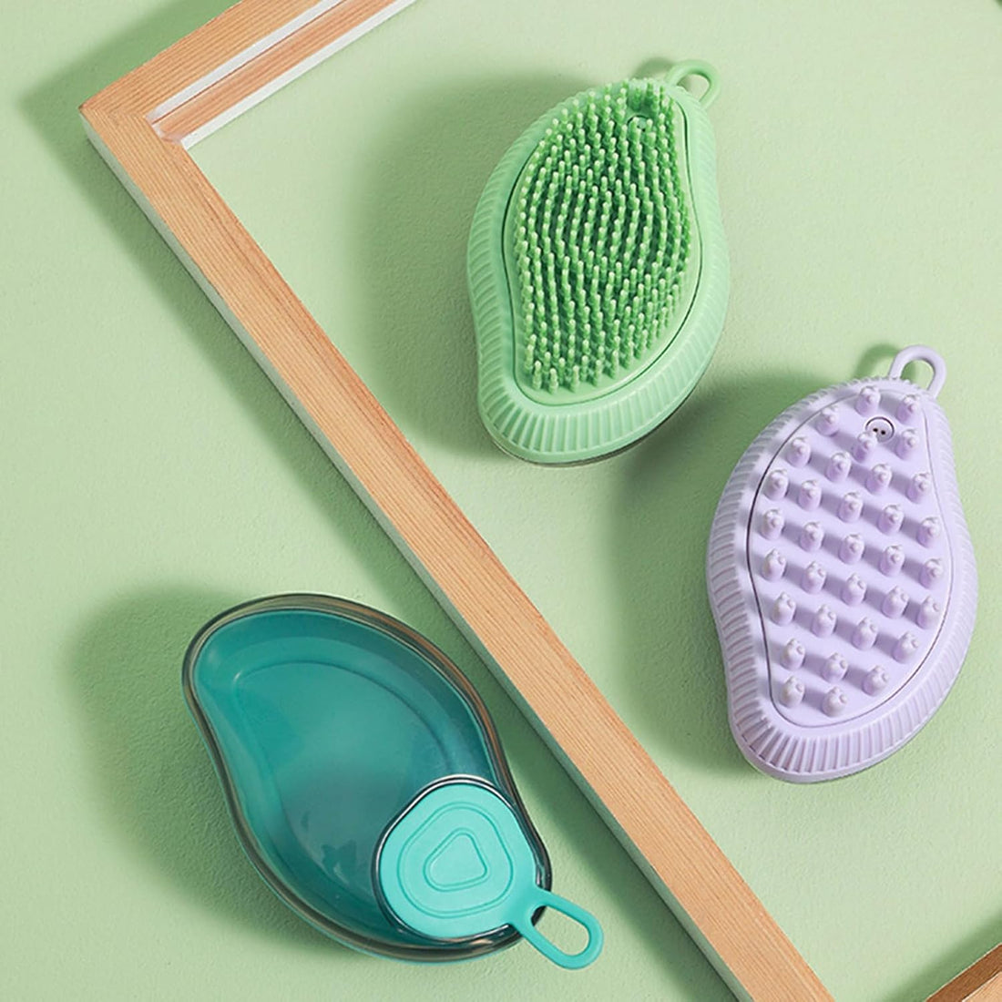 Silicone Pet Bath Brush With Soap Dispenser Grooming Brush