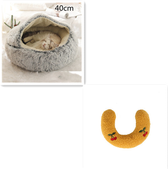 2 In 1 Round Plush Warm Pet Winter Bed